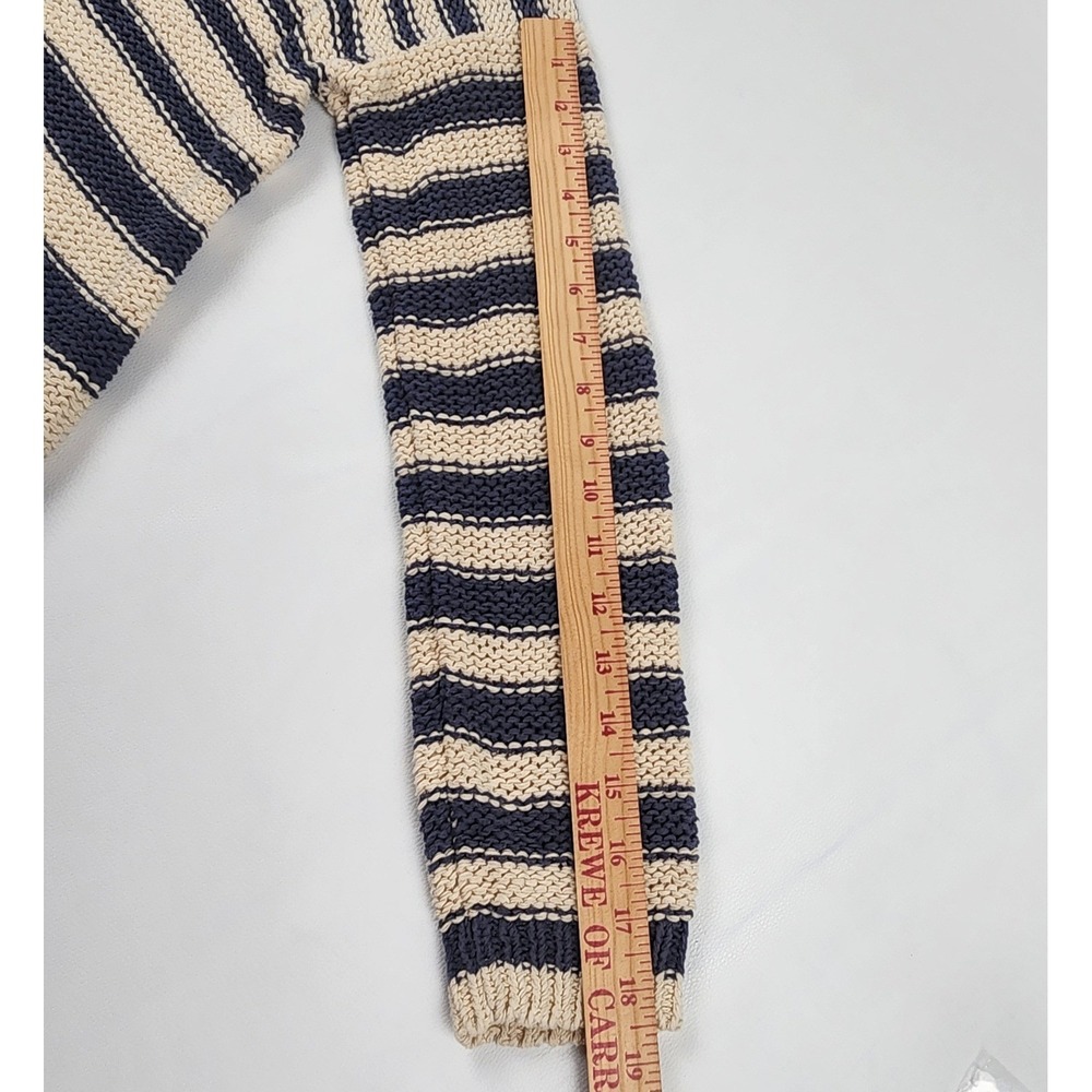 Vince Striped V Neck Sweater M Navy Cream Chunky Knit Nautical Quiet Luxury - Picture 12 of 13